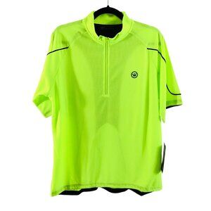 Canari Mens Quest Sport Jersey Short Sleeve Mesh 1/2 Zip Pockets Yellow L